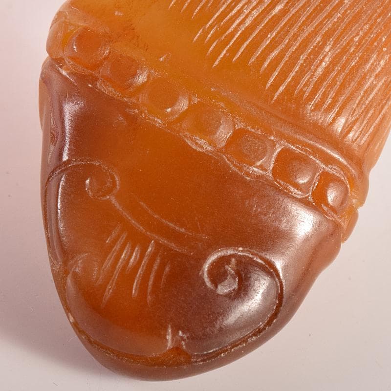 中国　玉石彫刻　筍　根付　C　7932E