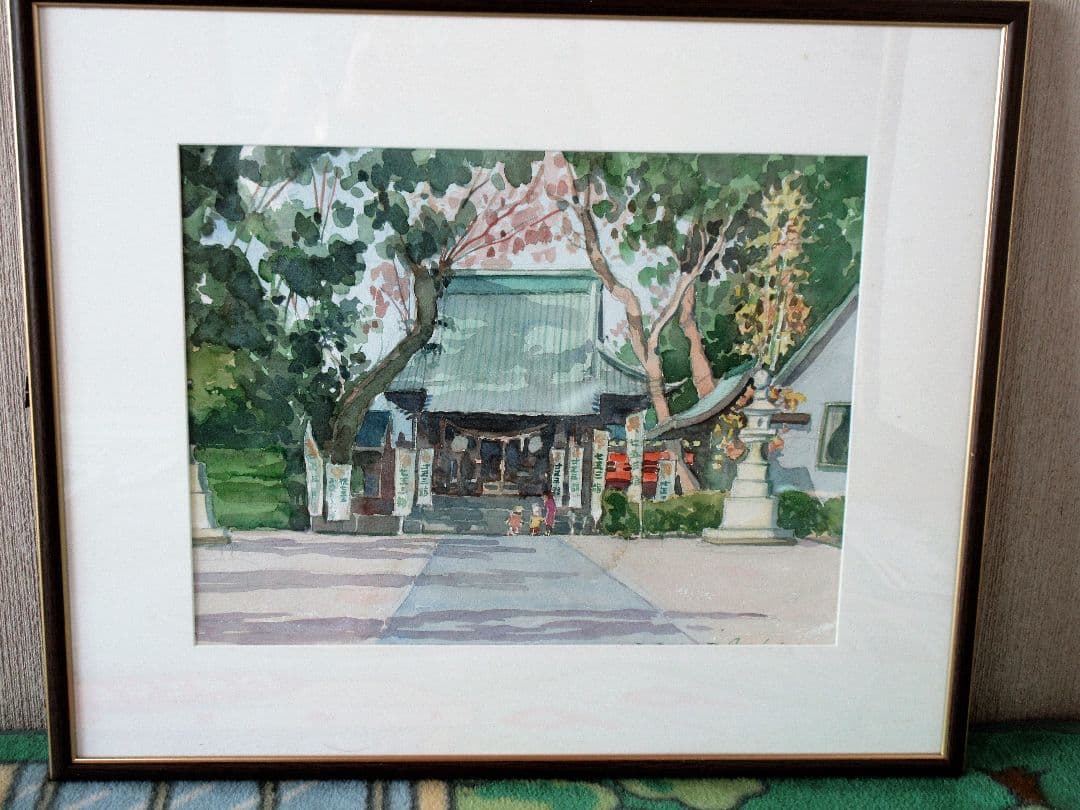 水彩画「七五三を迎える神社」