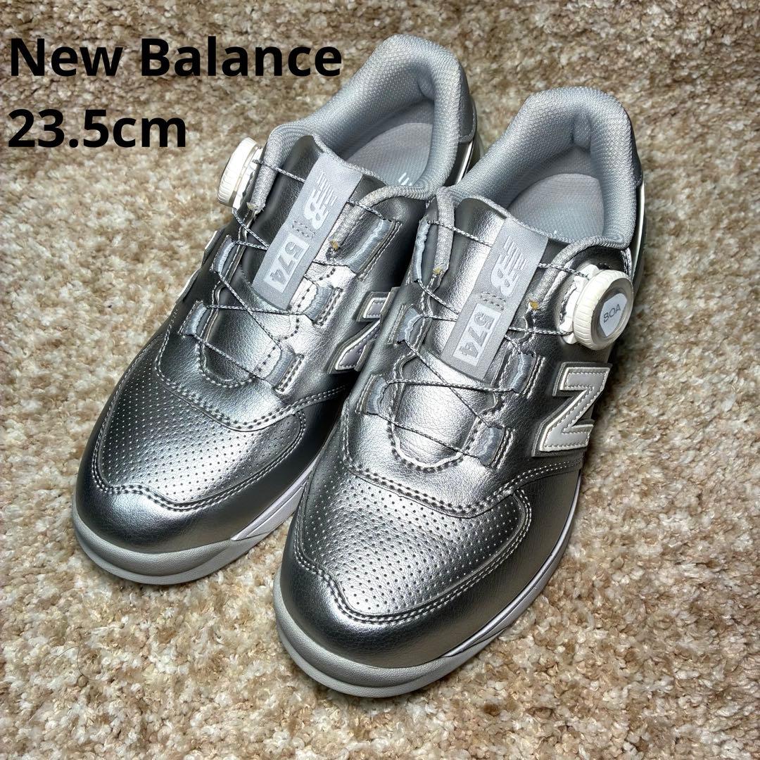 【美品】New Balance ゴルフシューズ BOA シルバー 23.5㎝