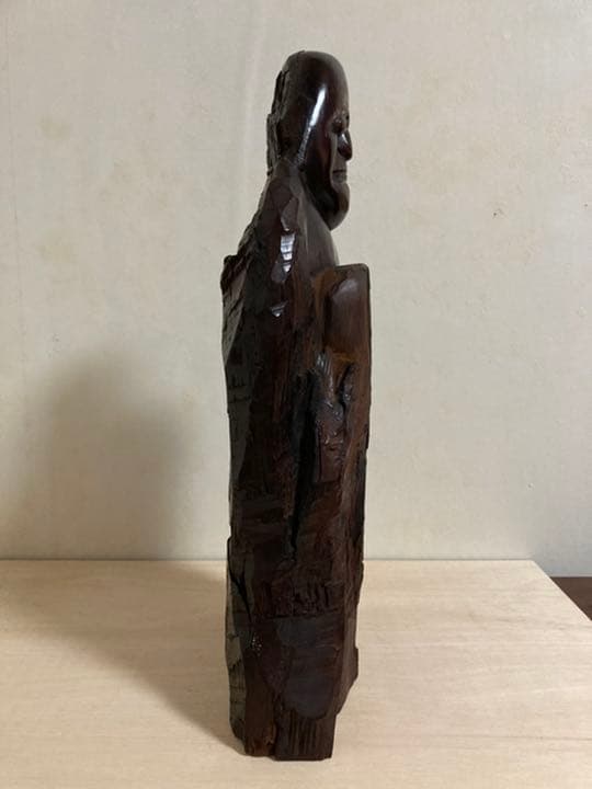 達磨大師　大型37cm 木彫り　彫刻　骨董品　和　アンティーク　古道具　ヒビあり