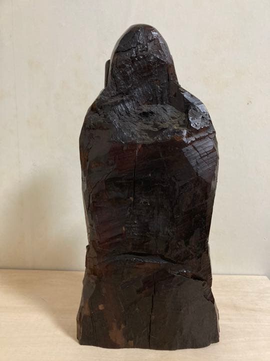 達磨大師　大型37cm 木彫り　彫刻　骨董品　和　アンティーク　古道具　ヒビあり