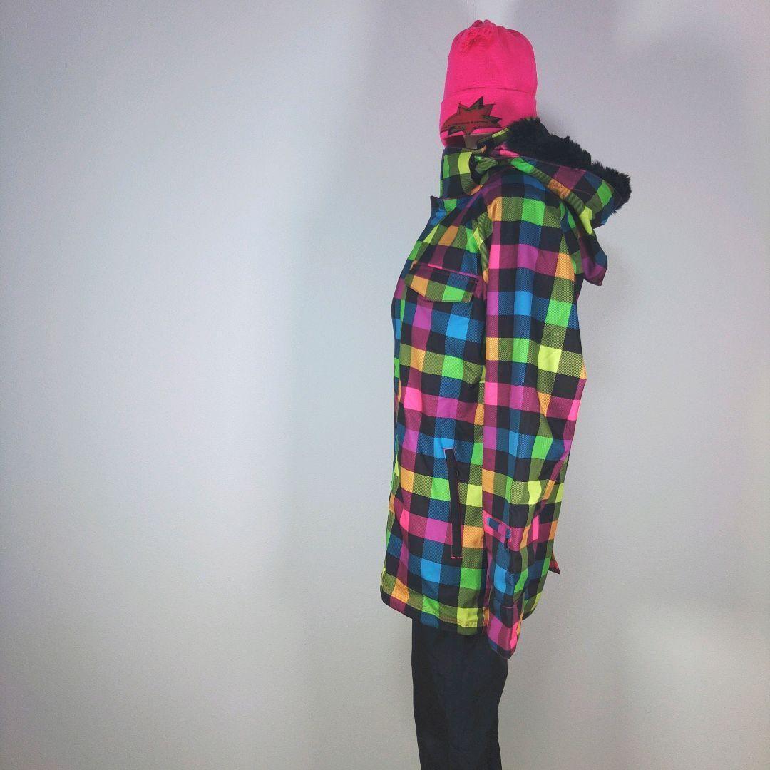 SLQ　レディース　L　スキー　スノーボードウェア　上下　チェック柄　ブラック