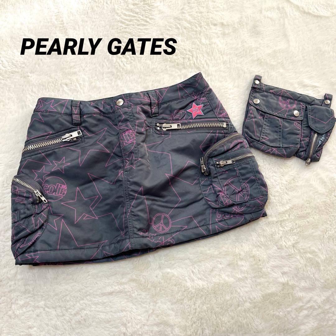 パーリーゲイツ ゴルフ ポーチ付き中綿スカート ロゴワッペン 星柄 スマイル 1