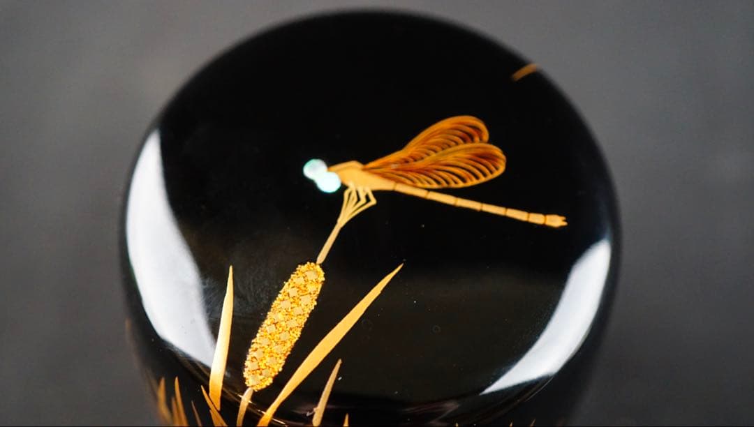 輪島塗　蜉蝣蒔絵　棗　内銀地　中嶋宗峰