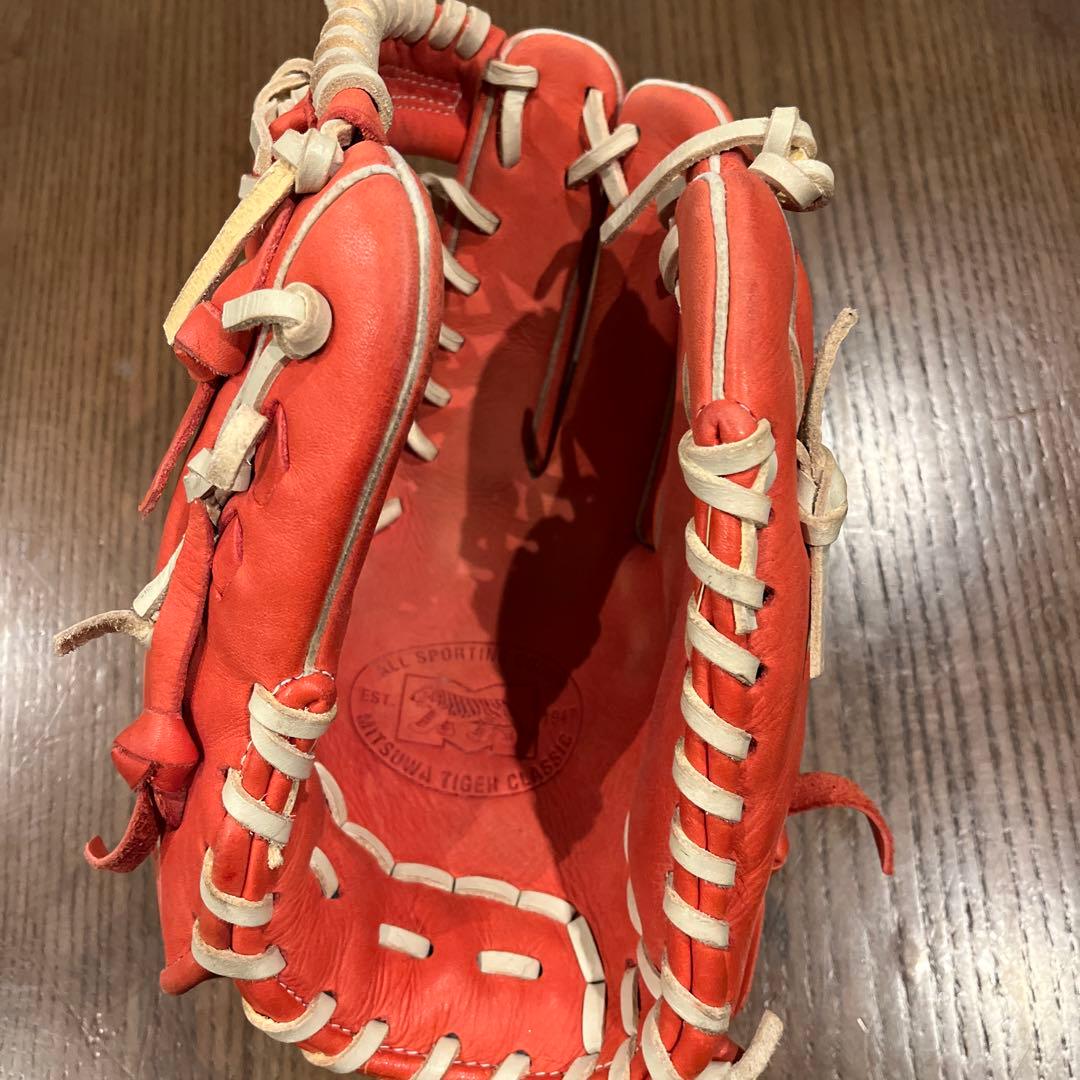オレンジレザー 軟式用グローブ 右利き用