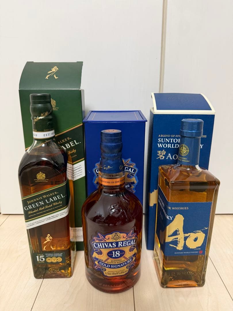 シーバス18年、Johnnie Walker Green Label、碧 3本