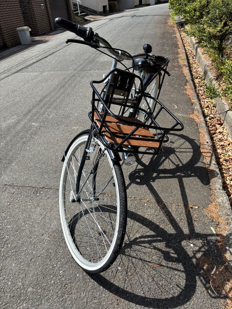 Asahi 27インチ シティサイクル ブラック 前バスケット付き