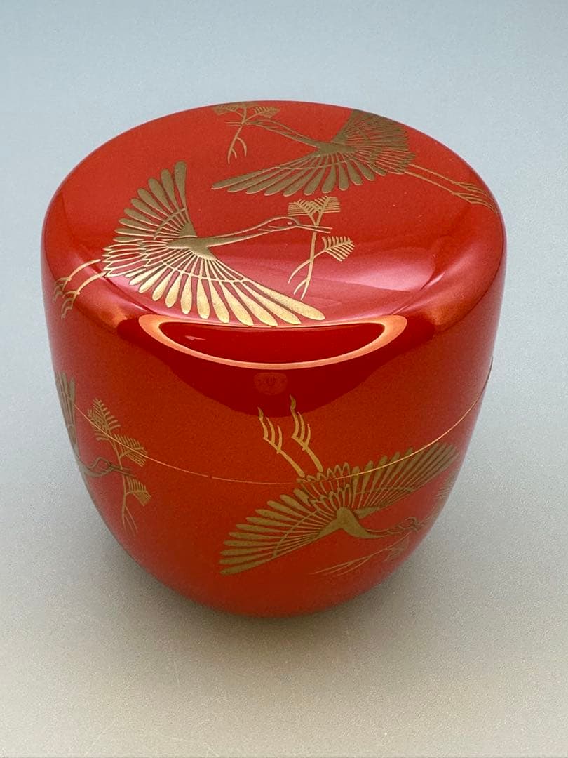 茶道具　棗　浜崎貞鳳　松食鶴蒔絵