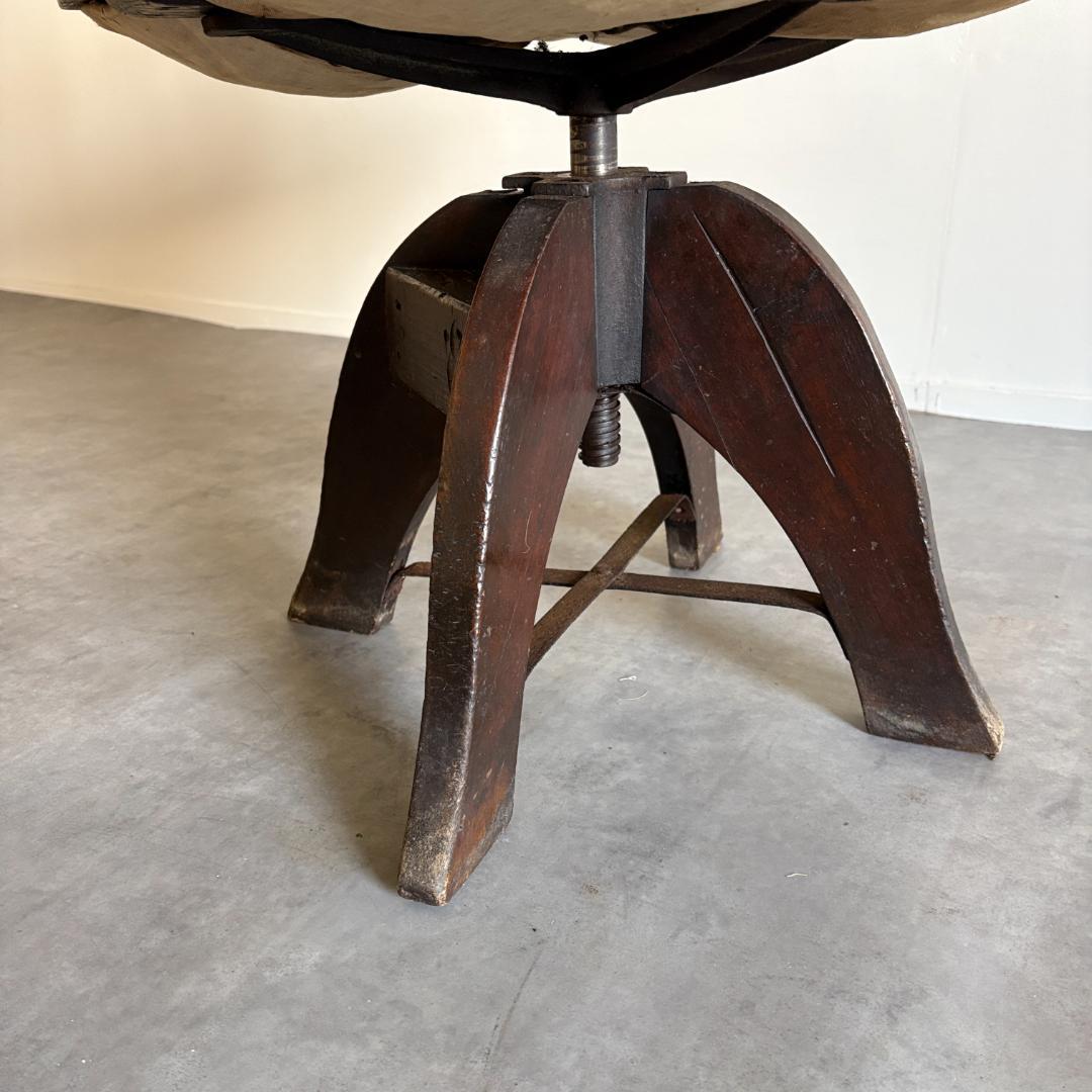 アンティーク　木製ドクターチェア　回転椅子