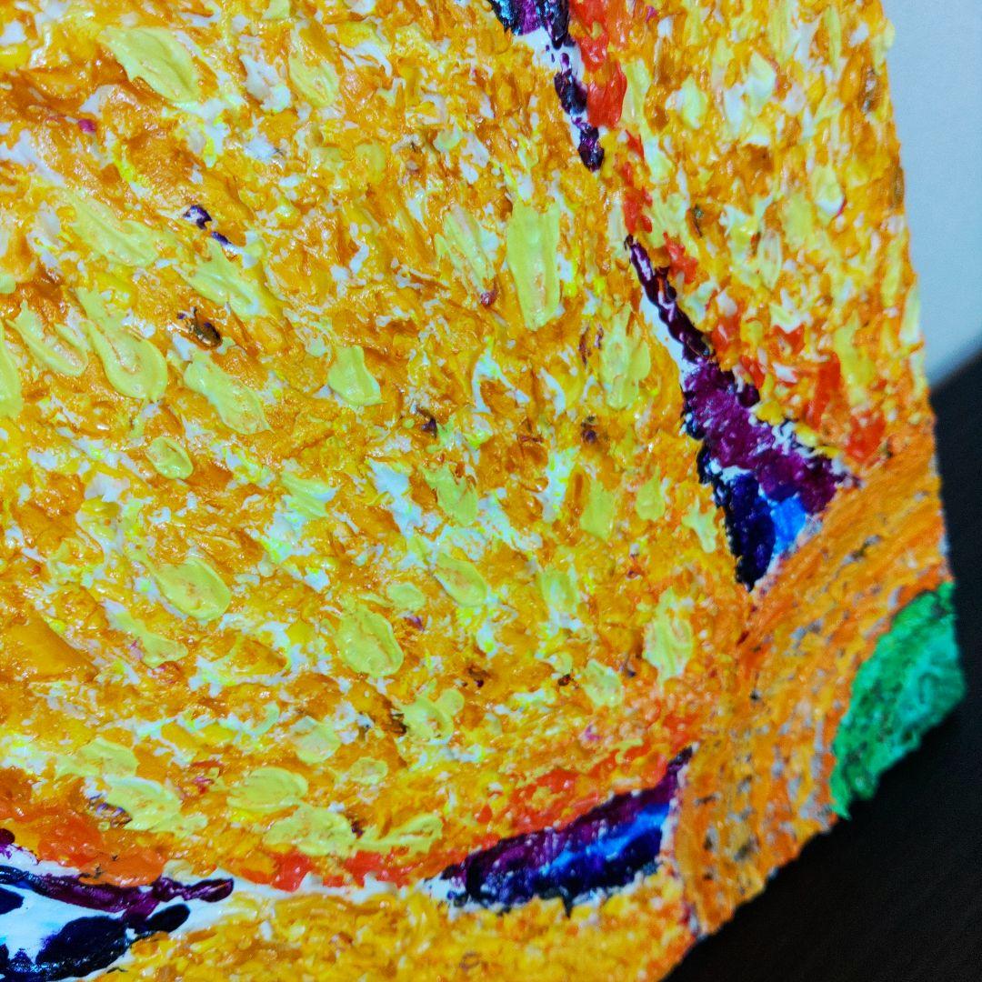 アクリル画 花 ヒマワリ　夏　青　黄色　テクスチャーアート　原画　一点もの