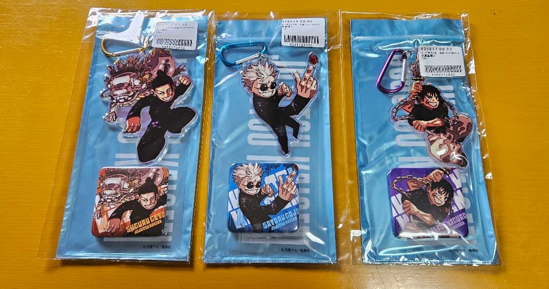 呪術廻戦 オーロラアクキー＆缶バッジセット 五条悟 夏油傑 伏黒甚爾 3種セット