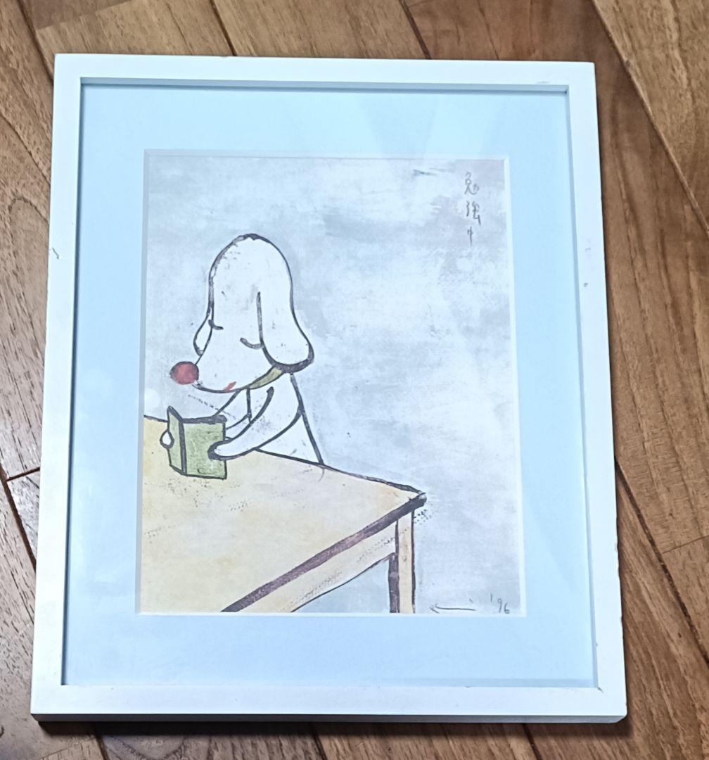 絶版　美品　奈良美智　ポスター『勉強中』　ドイツ製　額装品