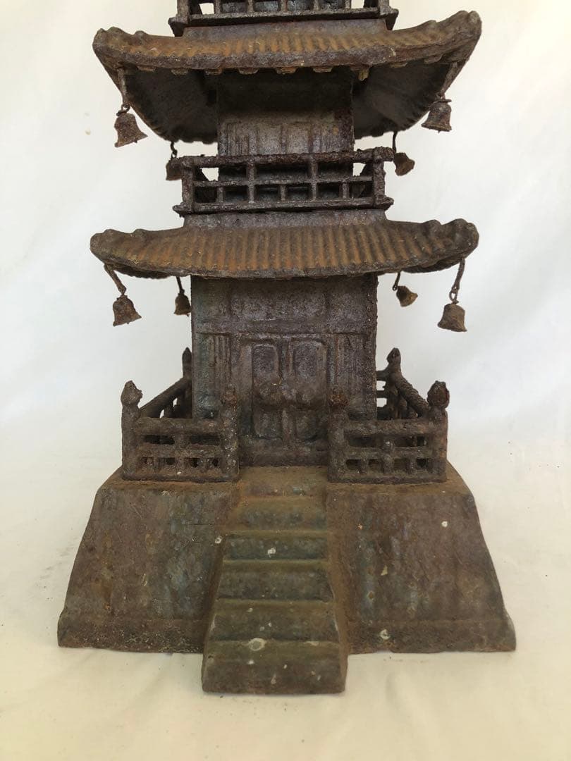 錆あり 昭和レトロ 五重の塔 置物 鉄製 ヴィンテージ アンティーク