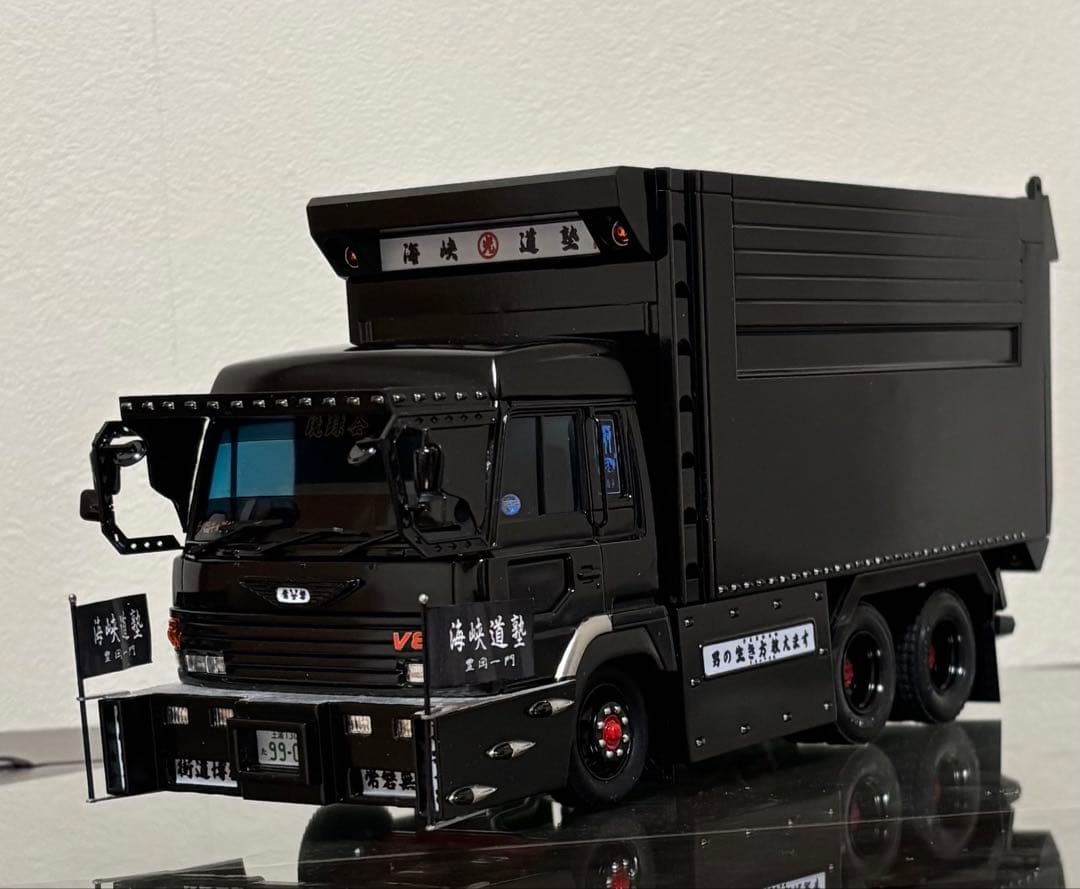 デコトラプラモデル　アオシマ 1/32 海峡道塾 怒濤　完成品　デカ箱　ダンプ