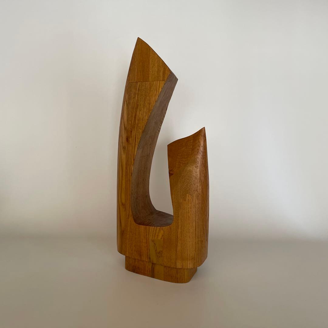 在名 作家もの 抽象彫刻 アブストラクト ウッド スカルプチャー ②