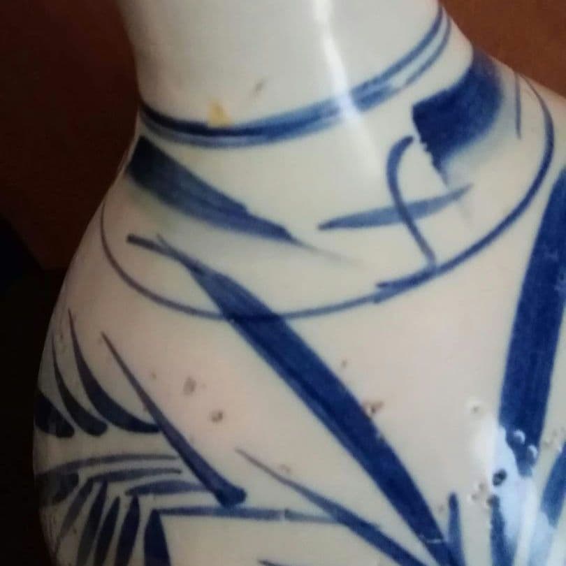 古伊万里　大徳利　染付け　江戸　明治　和骨董　雨垂れが景色です