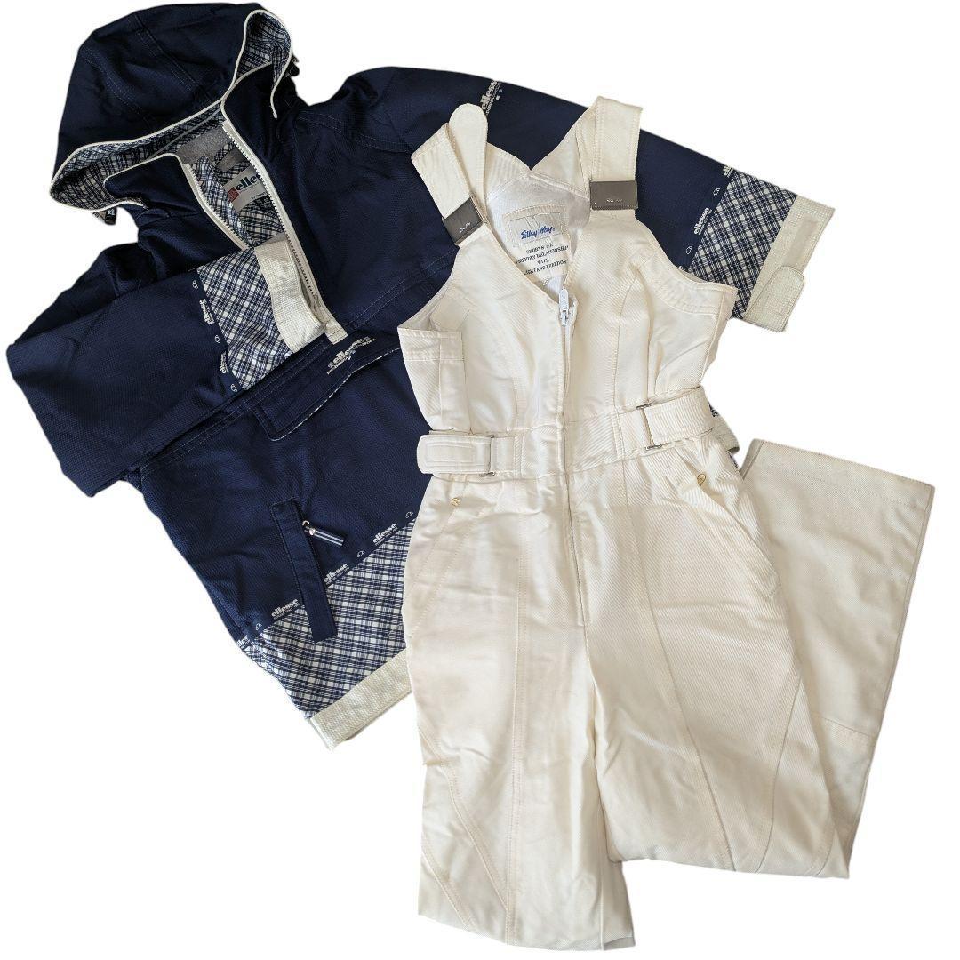 ellesse スキーウェア 上下セット　白と紺色 M キッズ 160