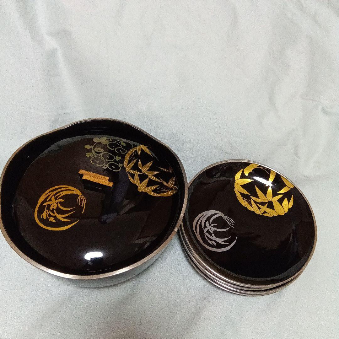 昭和レトロ 漆塗り 菓子器 銘々皿セット