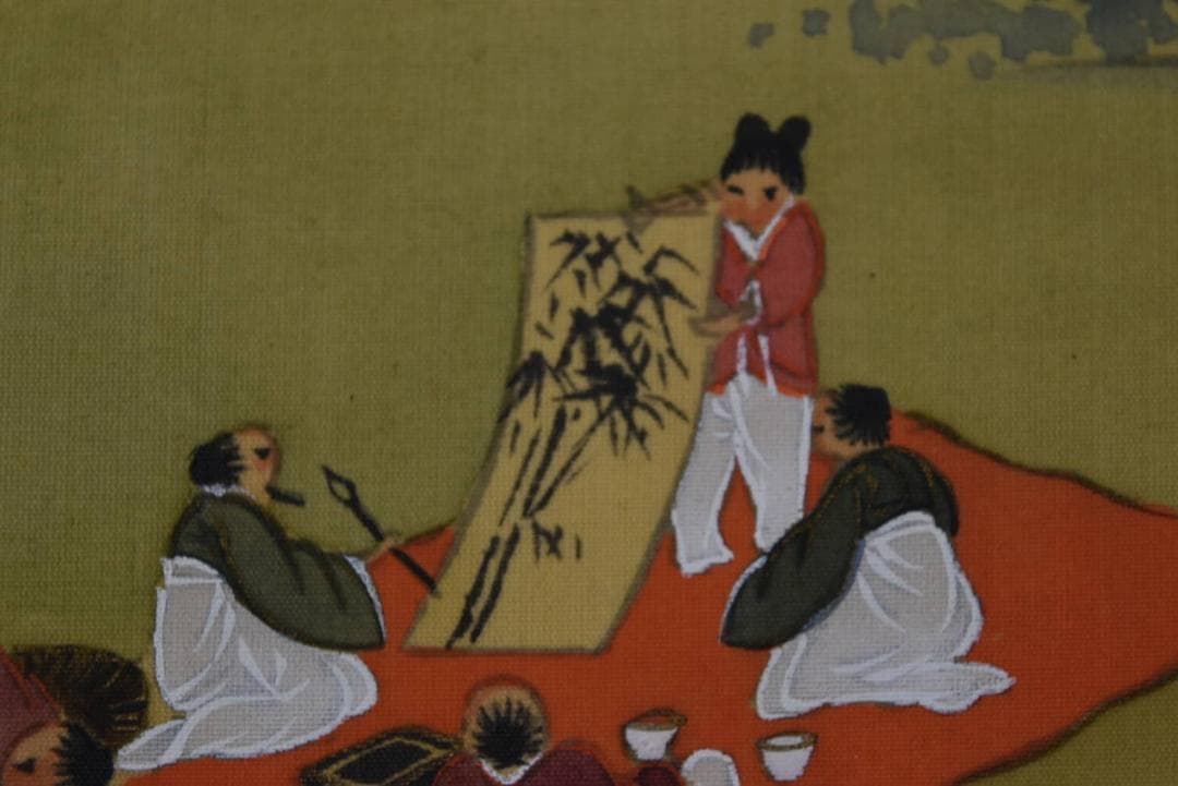 紫鳳/西園雅集図/山水人物図/掛軸/名家伝来/AA-106