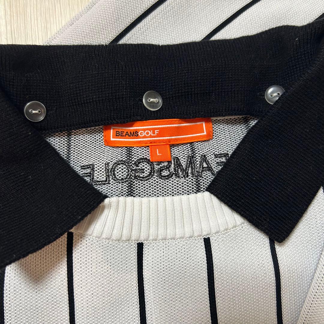 BEAMS GOLF ストライプ アタッチドカラー ニット