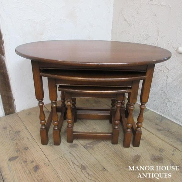 イギリス製 アンティーク 家具 オールドチャーム ネストテーブル 6058e