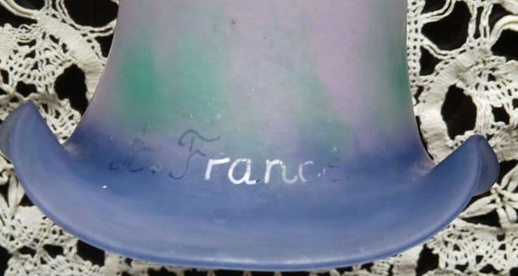 ガラス シェード フランス製 サイン入 アールヌーボー～デコ 洋館 アンティーク