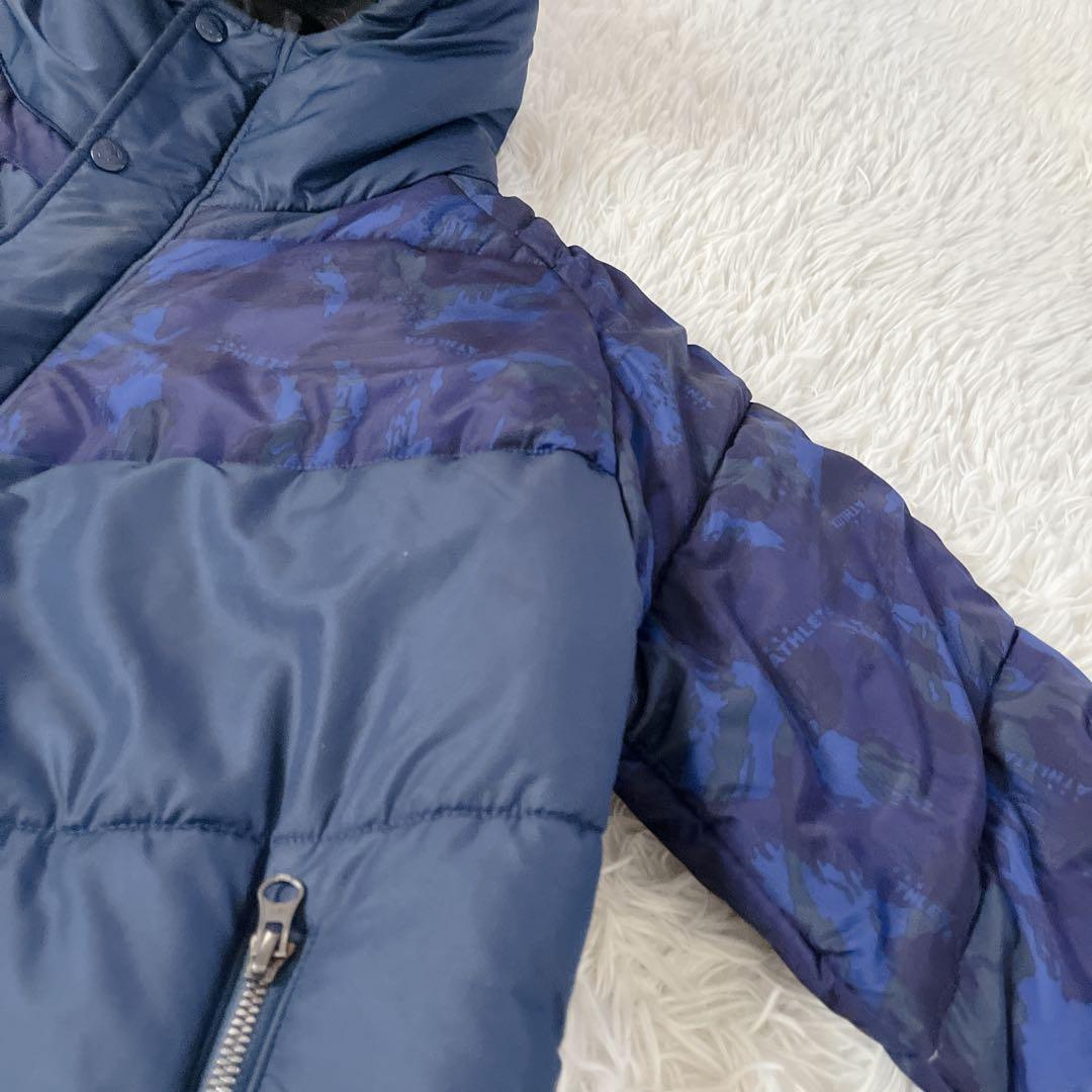 美品✨ATHLETA ベンチコート 迷彩切り替え フード付き 中綿ロングコート