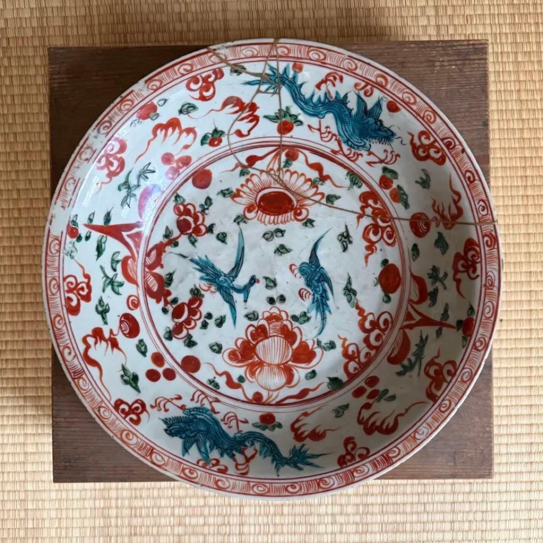呉須赤絵 南京赤絵 大皿 大盤 明代 古染付 天啓赤江 古伊万里 古美術 骨董