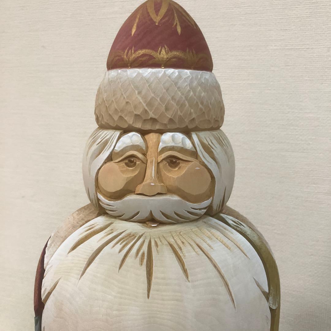 ロシア　手作り大きな木製サンタクロース　人形