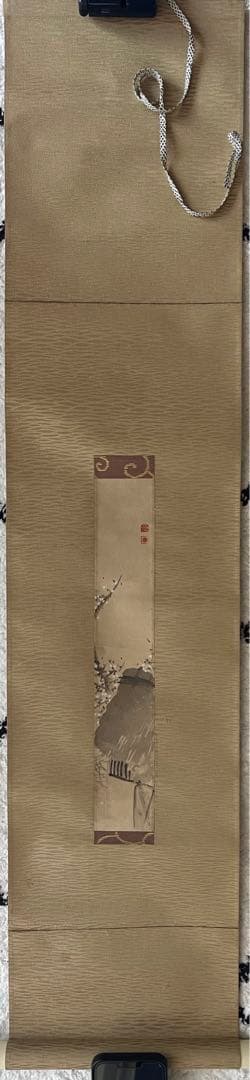 古い日本絵　短冊　印有り