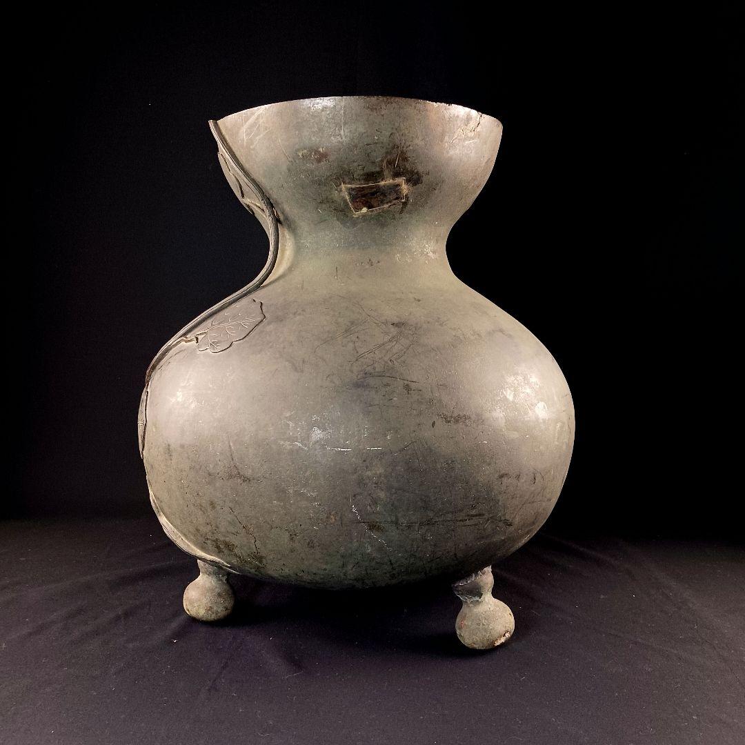 H324 大阪城本丸慶長年号 古銅製大花瓶 高42cm