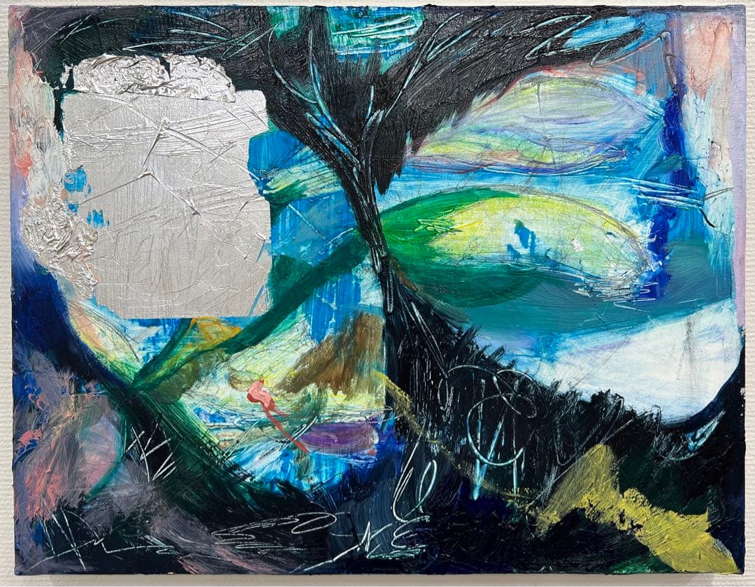 【F6号】2000Hz、真夏の夢 油絵 原画 oil paintingブルー