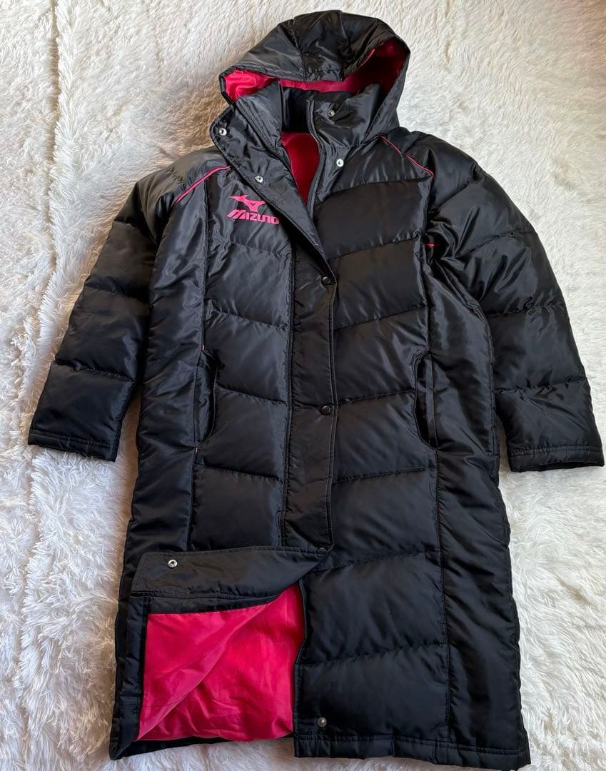美品　MIZUNO ミズノ ベンチコート ダウン　ブラック　ピンク　レディースM