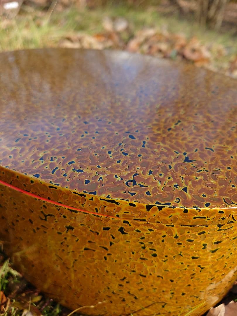 美術工芸　漆工芸　宝箱　木製　くり抜き　展示会で購入　大ぶり厚み　底に浅い筋傷