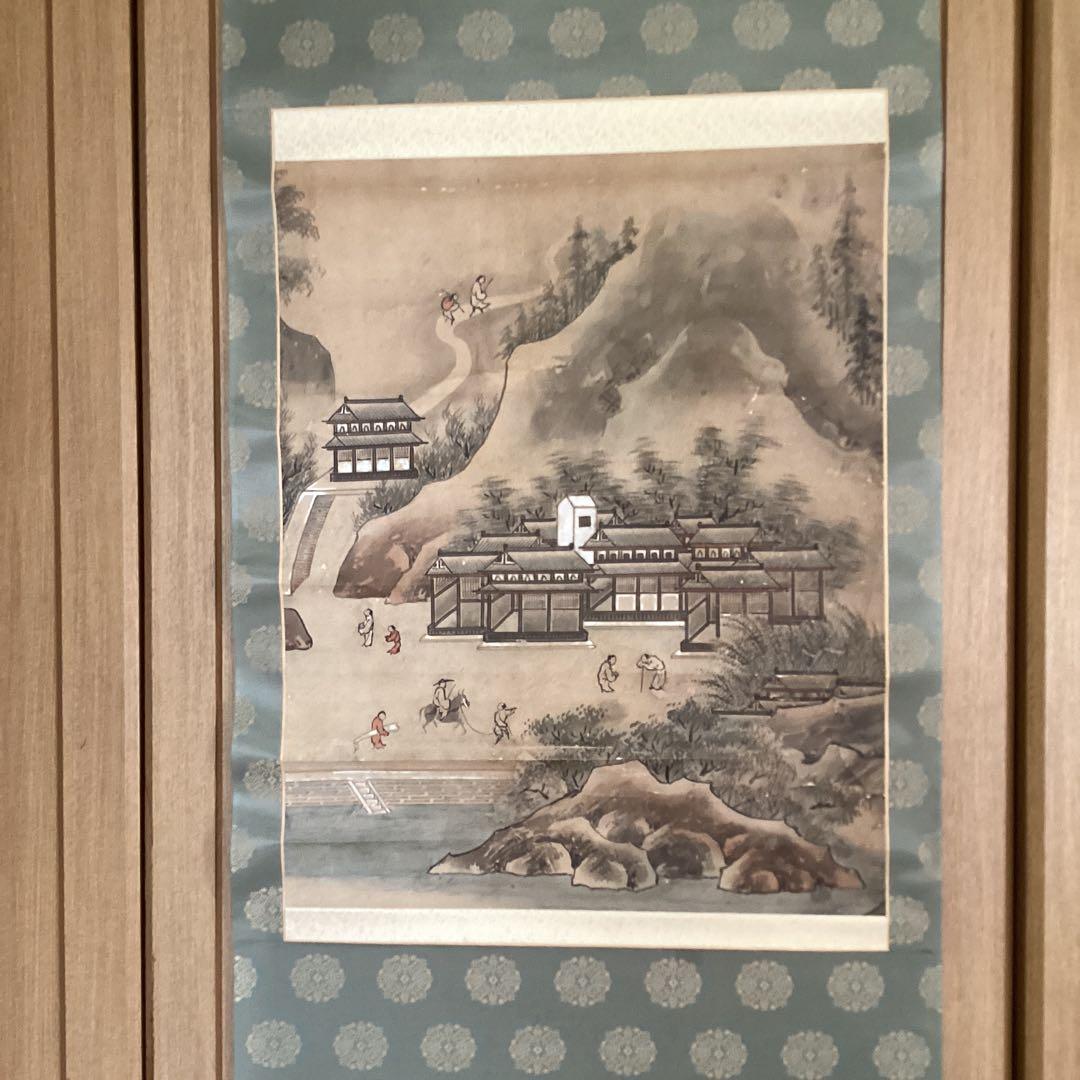 古画狩野派　紙本　楼閣山水図　59.5.5日 認定番号5014 合箱