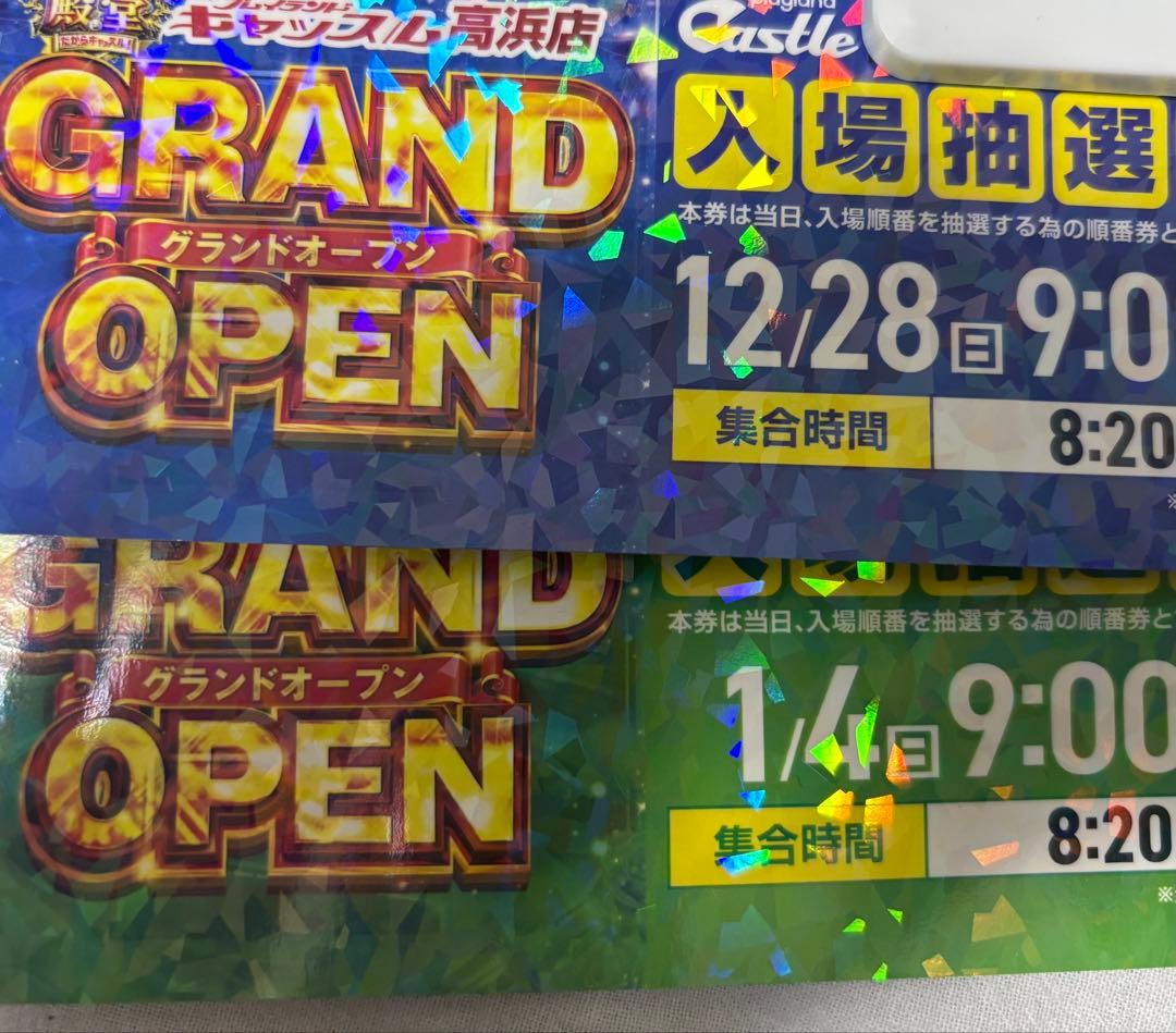 キャッスル高浜　グランドオープン入場券 12/28・1/4