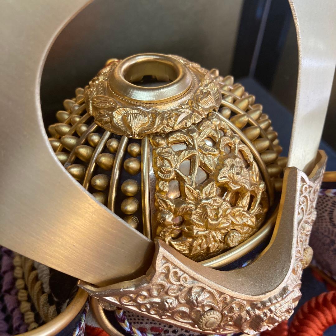 飾兜　純金鍍金銀形　雄山作　五月人形