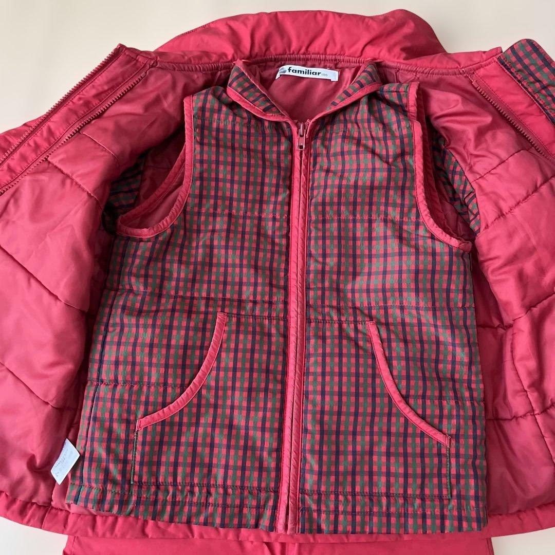 ファミリア　中綿スキーウェア　雪遊びウェア　防寒着セットアップ　100cm