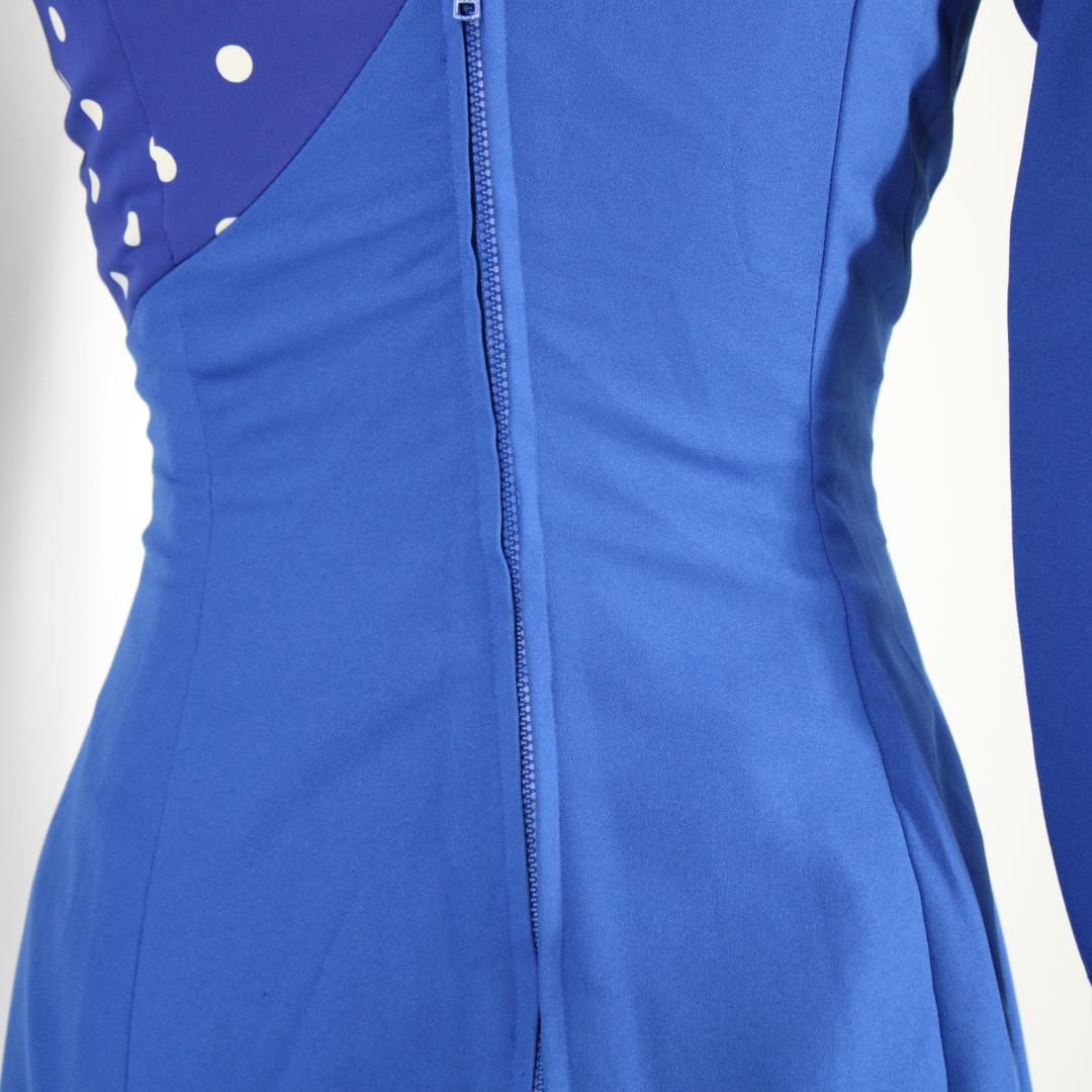 【美品 日本製 フラメンコ衣装】ブルー×ドット naja ワンピース ドレス