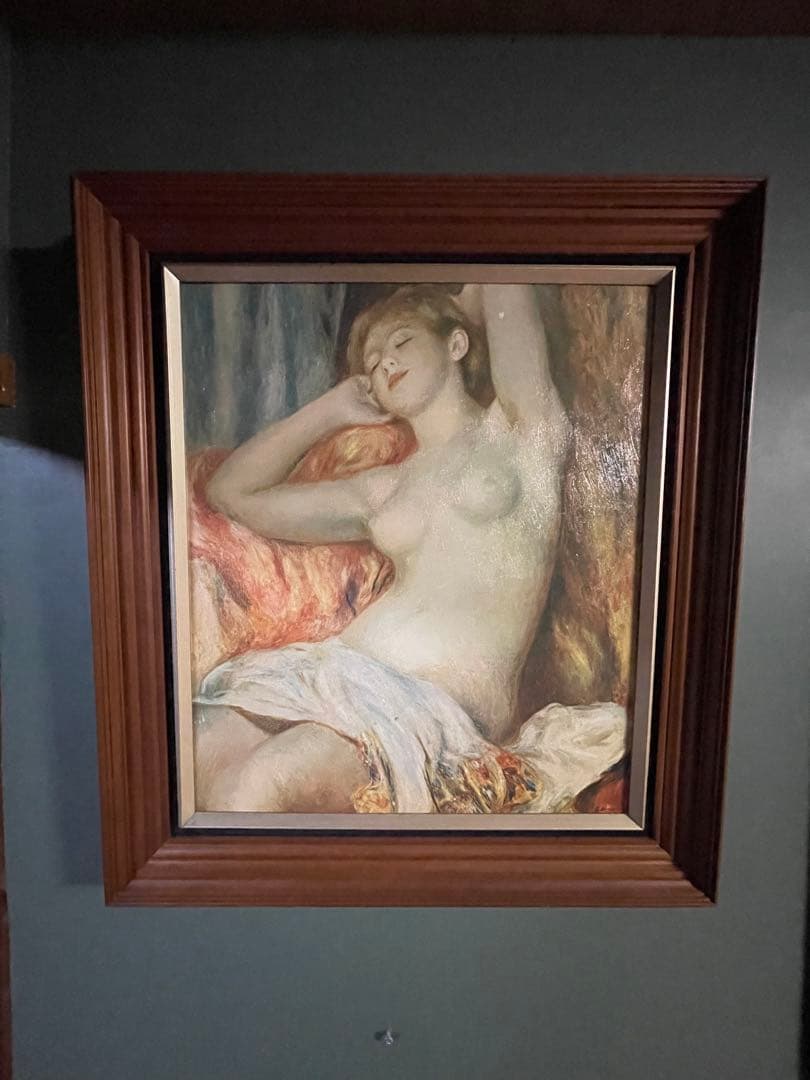 女性の油彩画 木製フレーム付き