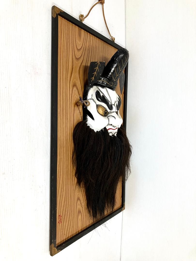 石見神楽面◆鍾馗◆乾漆 特大 壁掛け 在銘 招福 蔵出し