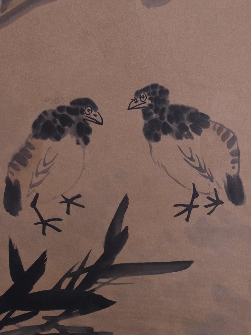 蔵整理品　中国清時代掛け軸　肉筆水彩絵　骨董品I1542A13-1