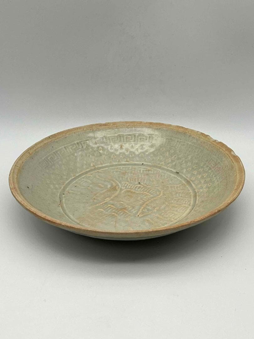 北宋時代　青白磁刻魚文輪花皿　唐草魚藻文盞　景徳鎮　影青(A-78)