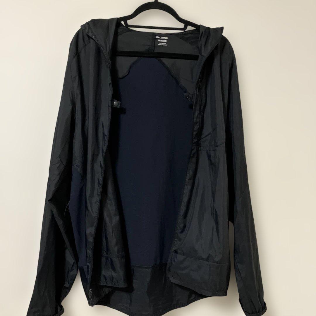 SALOMON フード付きウィンドブレーカー Mサイズ ブラック
