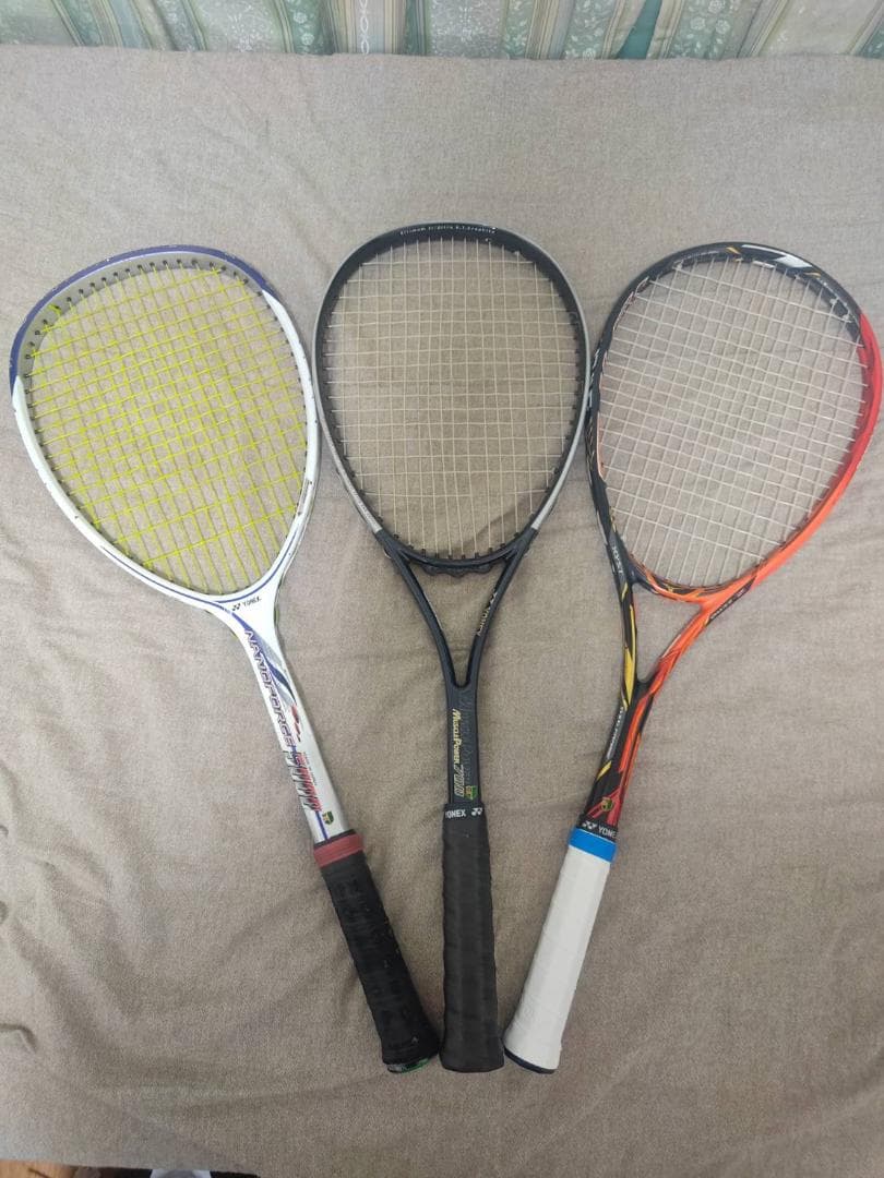 ソフトテニスラケット 3本セット 名機マッスルパワー700等 軟式テニス