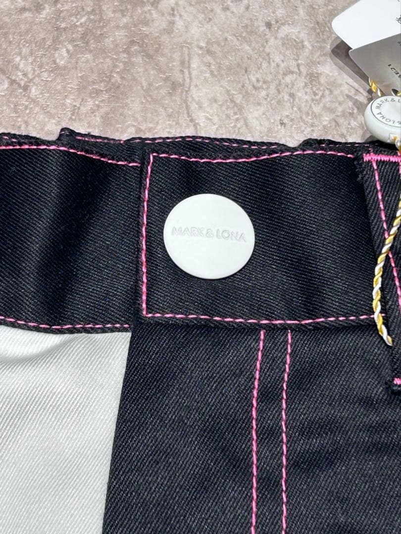 新品 MARK&LONA インナー付きスカート バイカラー ホワイトブラック