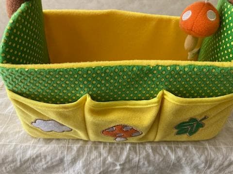 【希少】2003 サンリオ ハローキティ ハンドル付き 収納箱 黄色×緑