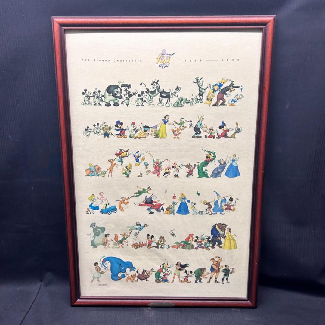 ▽Na右1007 ディズニー 1500枚限定 100周年記念　布ポスター 額装