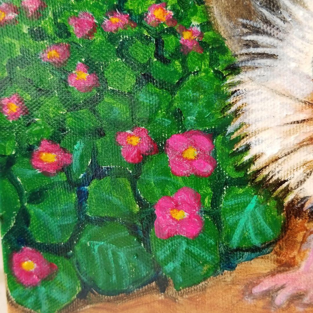 油絵　専用　遠足に来た　かわいいマロンちゃん