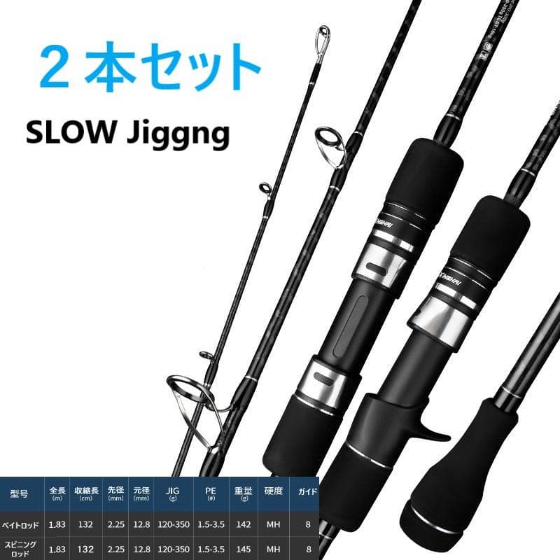 ２本X-CORE ジギングロッド オフショア JIG300g スピニング ベイト